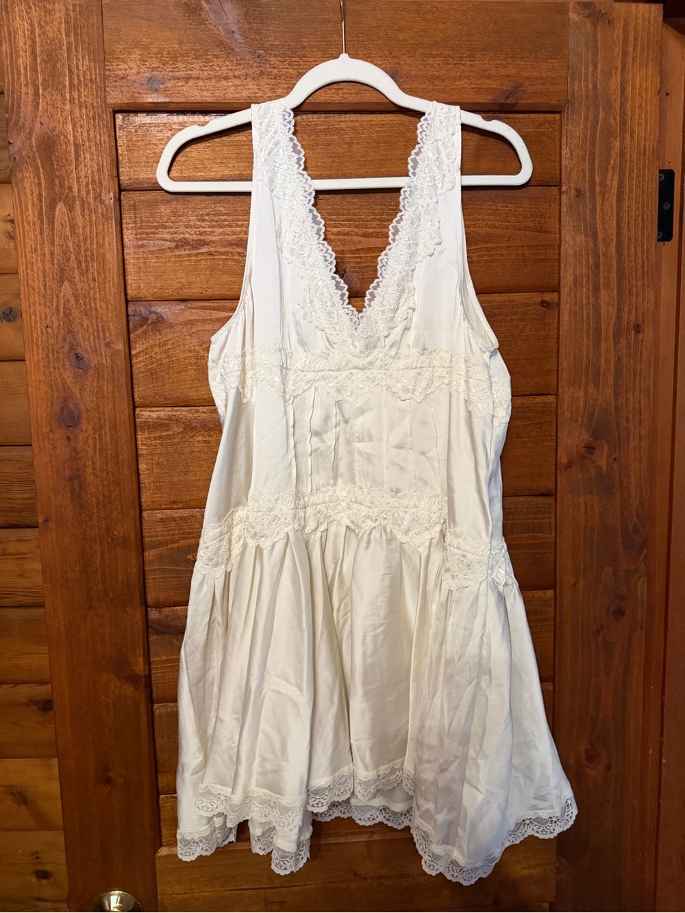 Free People Ivory Lace-Trim Mini Dress